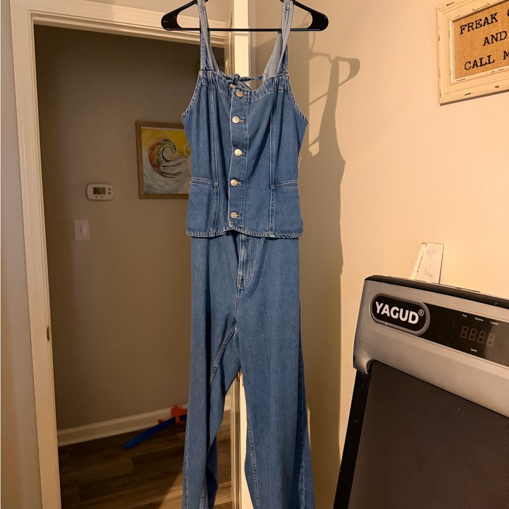 Free People Women's Blue Denim Jumpsuit